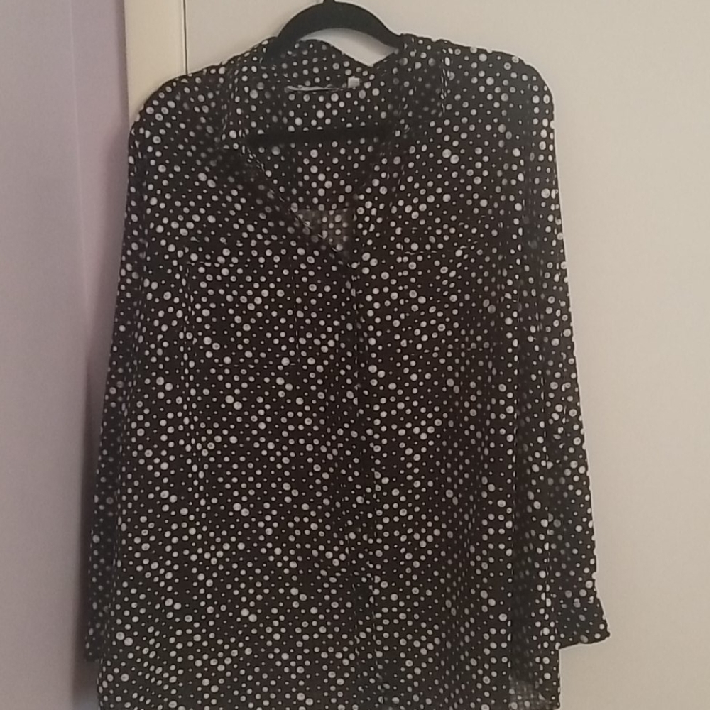Notations Polka Dot Button Down Shirt Size 3XL